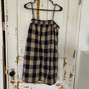 Carly Jean Los Angeles Navy and Tan Plaid Midi Dress